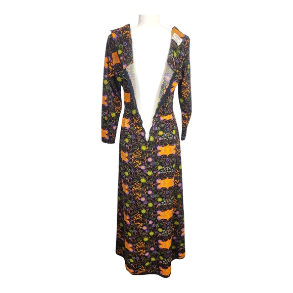 70s Vintage Liberty Circle Witchy Floral Long Sleeve Maxi Dress med large - Picture 9 of 9